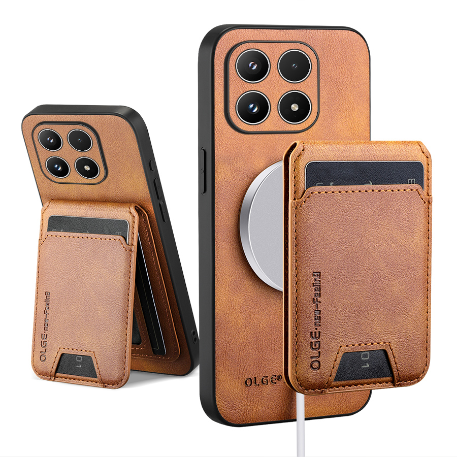 Leather Wallet Card Holder Phone Cover - Custodia per Telefono con Portacarte e