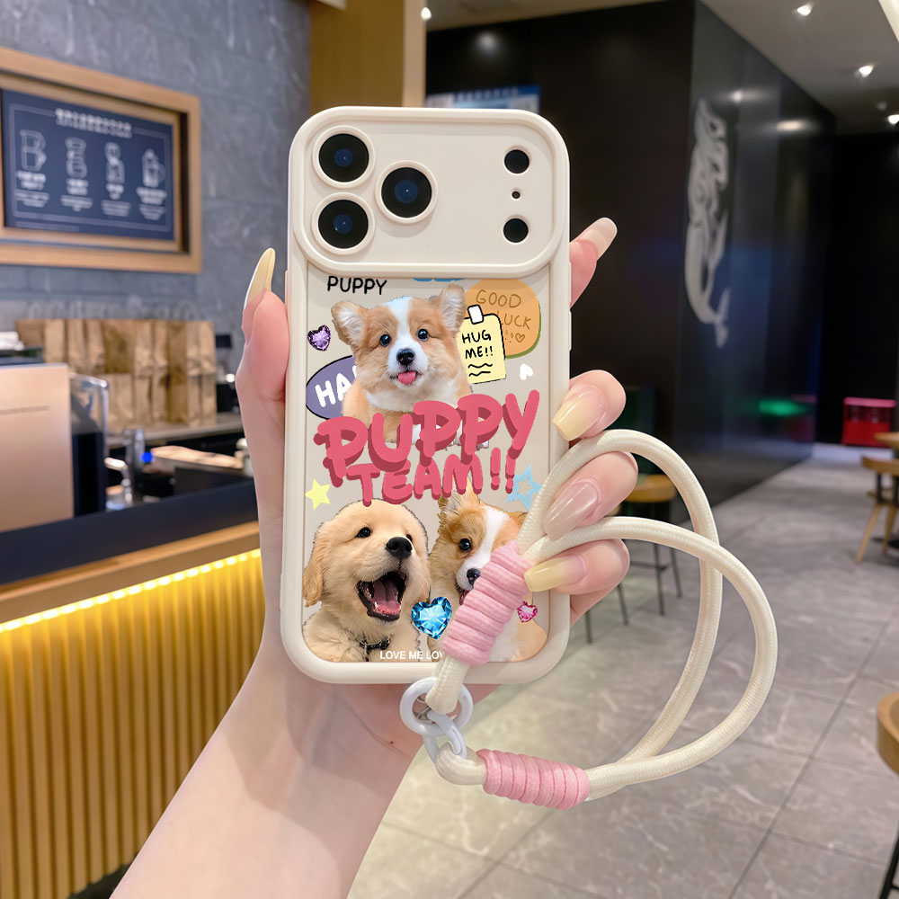 Cute Cartoon Wrist Strap Silicone Case - Custodie Morbide per Telefono con Laccetto