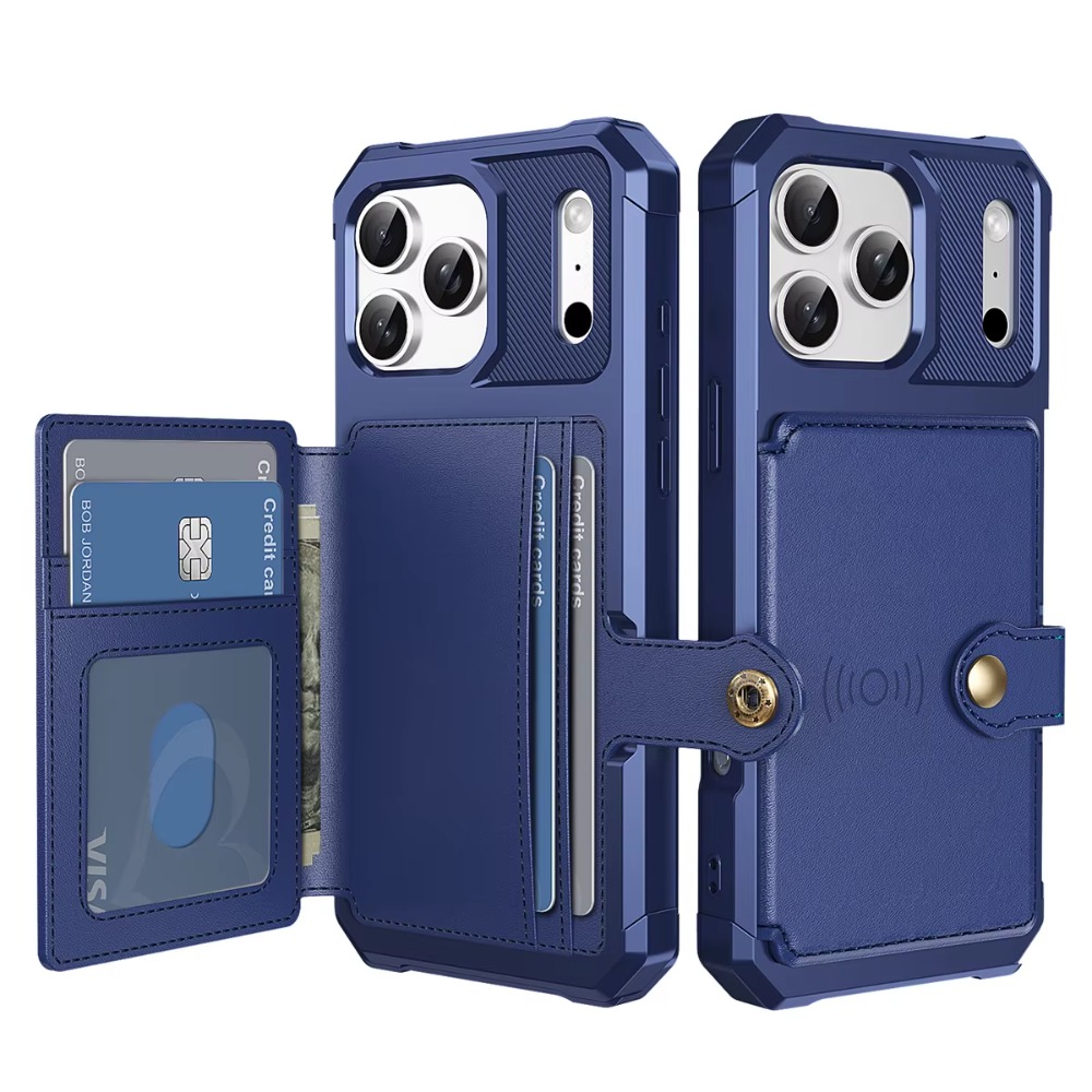 Leather Wallet Card Holder Phone Cover - Custodia a Portafoglio per Telefono con