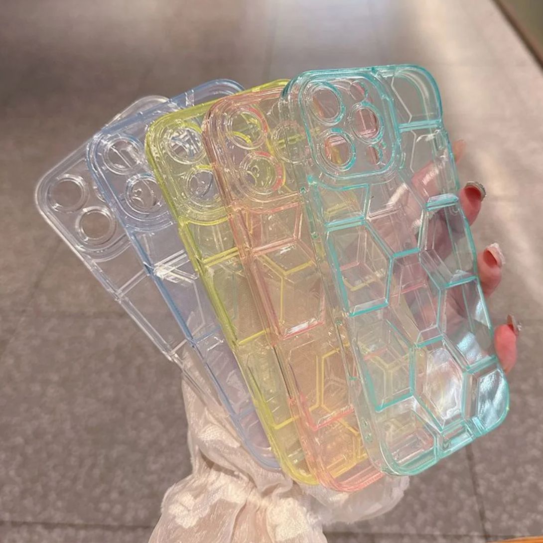 Clear Shockproof Bumper Case - Custodia per telefono con motivo geometrico