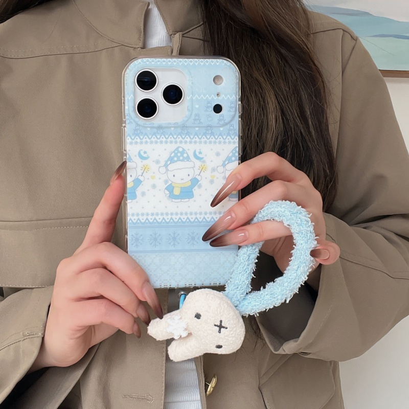 Cute Cartoon Wrist Strap Silicone Case - Custodia per telefono Miffy con cappello