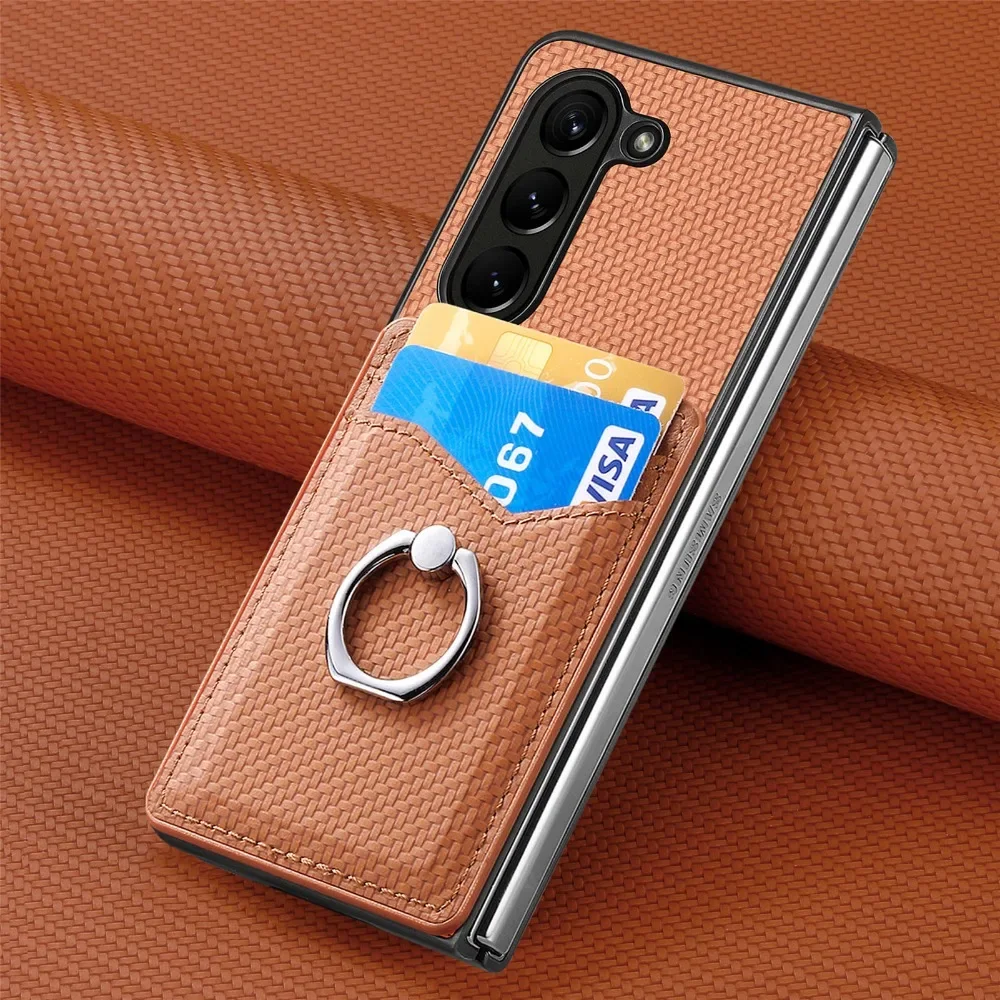 Leather Wallet Card Holder Phone Cover - Custodia per telefono a portafoglio in