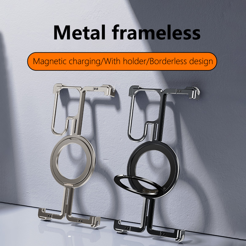Metal Bumper Aluminum Frame Case - Custodia per telefono con supporto magnetico