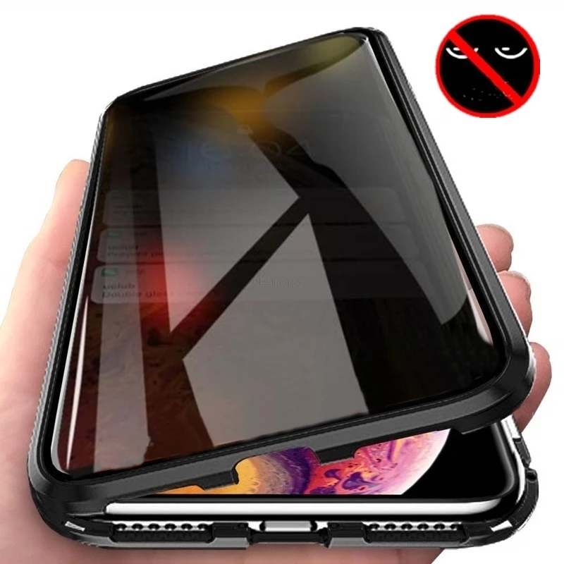 Anti Spy Privacy Glass Case - Custodia in metallo con vetro temperato